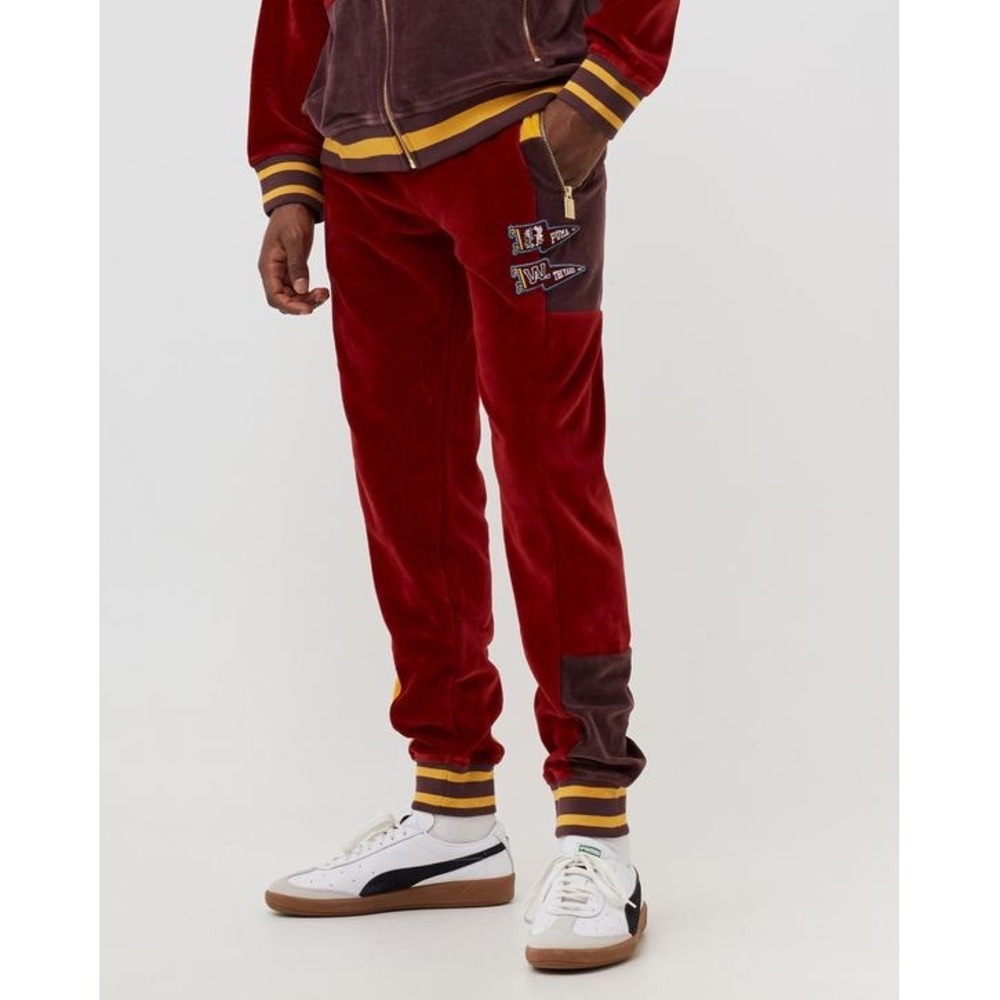 PUMA‎ x The Yard Velour Track Pants Men's Medium NWT Red Gold Colorblock HBCU